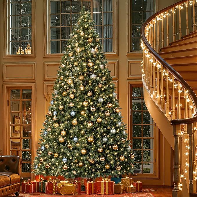 HOLLO STAR 12 ft Prelit Christmas Tree with 1086 LED Lights, App Control, Artificial Christmas Tree with Multi-Color RGBW Lights, 3993 Branch Tips, Metal Base, Easy to Assemble, for Home, Party