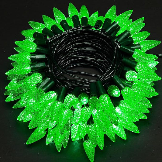 WBao C6 100 LED 33ft Battery Operated Christmas String Lights with 8 Modes, Timer, Waterproof Design for Indoor Outdoor Christmas Trees, Fence, Stairs Xmas Decorations, Green