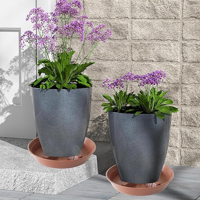 4 Pack Plant Saucer 8 inch, 10 12 14 17 inch, Plant Stand Plastic Plant Saucers for Indoors Outdoor, Heavy Duty Flower Planter Drip Trays for Pots, Pot Saucers for Plants, Grow Bags Saucers