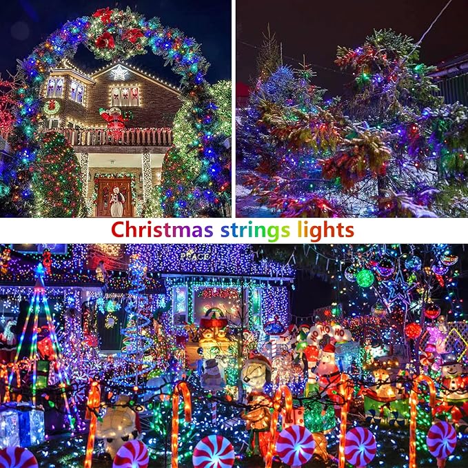 Extra-Long 144FT Solar String Lights for Outside, 2 Pack 400LED Solar Christmas Lights Outdoor, Waterproof Copper Wire with 8 Modes Twinkle Fairy Lights for Tree Garden Party Xmas Decor (Multicolor)