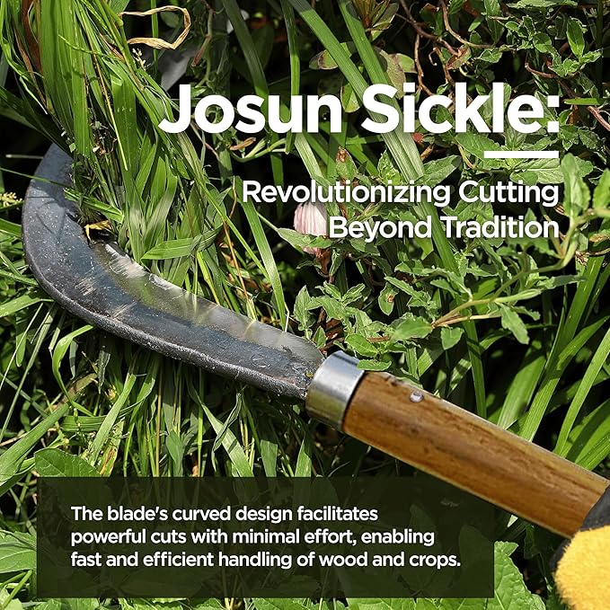 Josun Sickle - Hand-Forged Handmade Korean Weeding and Brush Clearing Tool with Razor-Sharp Blade and Chestnut Wood Handle