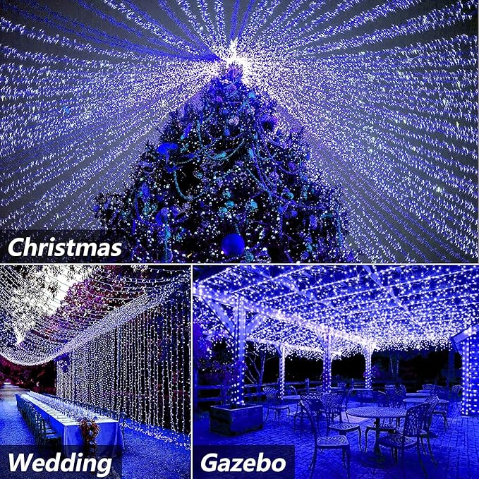 Hezbjiti Christmas String Lights Outdoor, 1000 LED 394ft 8 Lighting Modes Christmas Fairy Lights with Remote and Timer for Home, Birthday, Wedding, Party, Tree Decorations (1000 LED, Blue)