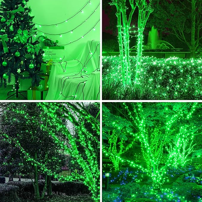 kemooie 500 LED Green Christmas Lights, 164 FT 8 Lighting Mode with Memory Plug in Waterproof Fairy Lights, for Outdoor Birthday Christmas Wedding Party Garden Balcony Decorations (Green)