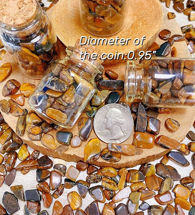 QINJIEJIE250g Tiger Eye Crystals Polished Rocks Tumbled Stones Chips Stone Crushed Quartz Crystal Natural Gem Gravel Home Decoration Succulent Plants Vase Filler Landscape Bottom Ornament 0.55lbs