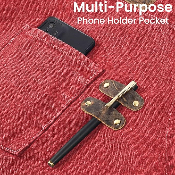 LEATHER VILLAGE Chef Aprons for Men Women with Large Pockets, Cotton Canvas Cross Back Adjustable Work Apron, Size M to XXL