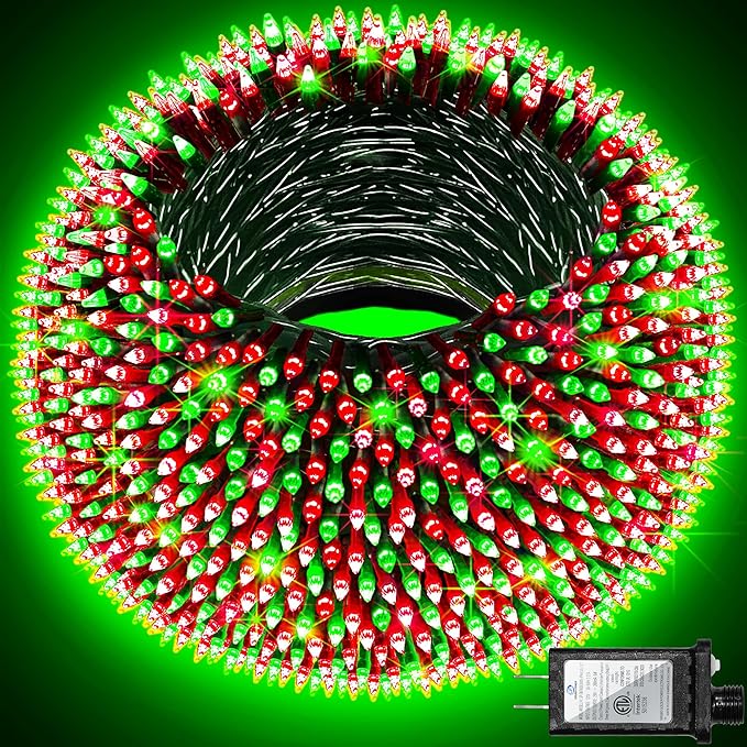 300LED Christmas Lights Outdoor Indoor Use, 12 Lighting Modes 75ft Christmas Tree Lights with Timer, Dimmable Red & Green LED StringLights Waterproof for Yard Tree Wedding Party Holiday Red & Green