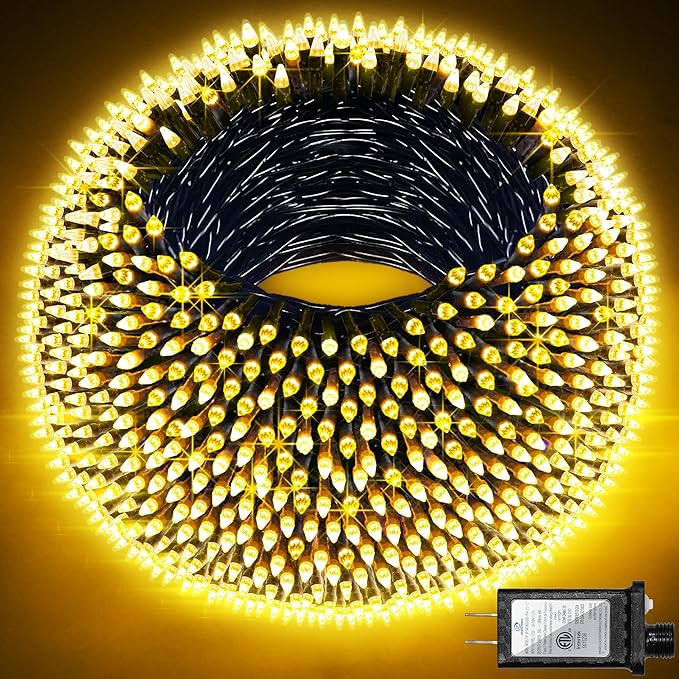 1500 LED 470FT Christmas Lights Outdoor,12 Lighting Modes Christmas String Lights with Timer, Dimmable Warm White LED StringLights Waterproof for Yard Tree Halloween Wedding Party Holiday