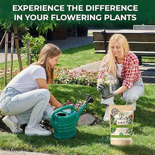 BuildASoil Vegan Bloom Booster & Flower Fertilizer – Organic Hydrangea & Rose Fertilizer Plant Food, Bloom Booster Fertilizer for Outdoor Gardens & Houseplants – Natural Soil Flower Food, 1 LB Bag