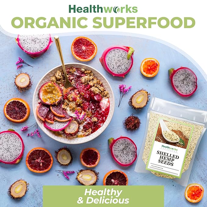 Healthworks Superfood Shelled/Hulled Hemp Seeds Canadian - 32 Oz / 2 Lbs - Premium & All-Natural - Contains Omega 3 & 6, Fiber and Protein - Packaging May Vary