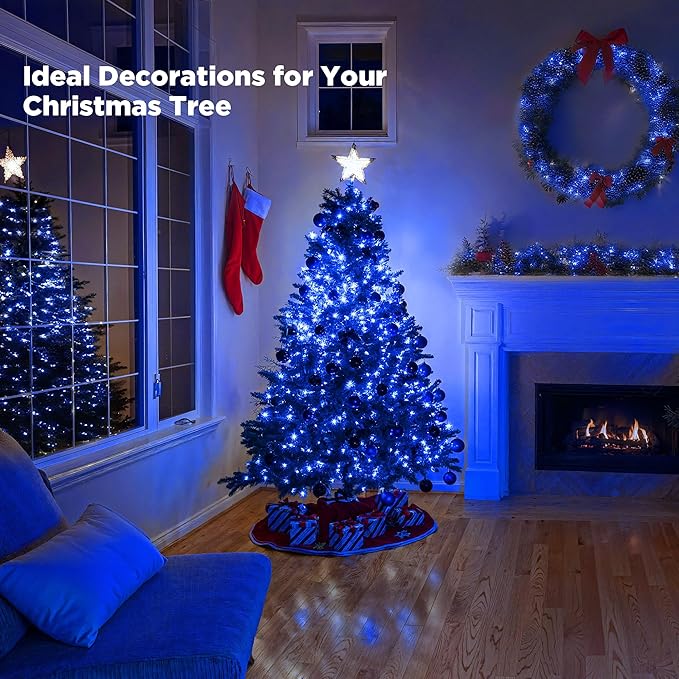 WBao Christmas Lights Indoor Outdoor 300LED 108ft, Super Bright LED Christmas String Lights with UL Certified, 8 Light Modes, Timer, Connectable & Waterproof for Trees, Patio, Xmas Party Decor, Blue