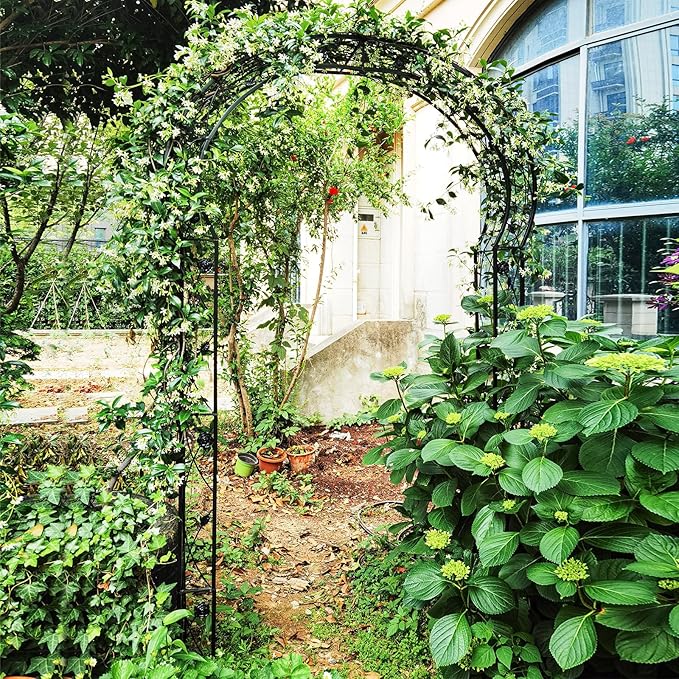 Giantex 2 Half Garden Arch Trellis, 8.2 FT Metal Garden Arbor, 6 Sizes, Easy Assembly, Archway for Climbing Plants Roses Vines, Outdoor Trellis Pergola for Wedding Bridal Party Ceremony Lawn Decor