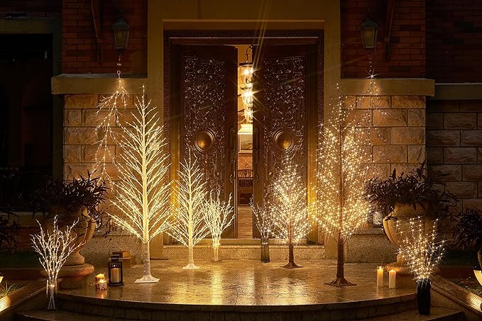 LITBLOOM 4FT Alpine Tree 450 LED Fairy Lights, White Twig Tree with Lights for Indoor Outdoor Home Thanksgiving Christmas Decorations