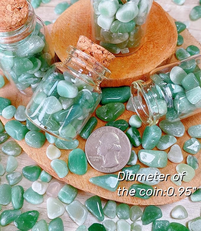 QINJIEJIE 400G Green Aventurine Crystal Polished Rocks 0.3-0.4" Tumbled Stones Chips Stone Crushed Quartz Natural Gem Home Decoration Aquarium Plants Cacti Vase Filler Landscape Bottom Ornament 0.9lb