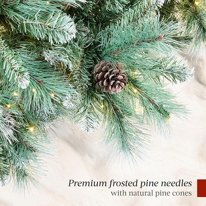 Best Choice Products 9ft Pre-Lit Scotch Pine Christmas Tree, Premium Frosted Pre-Decorated Artificial Holiday Decor w/ 2,020 Branch Tips, 2-in-1 White and Multicolor LED Lights, Cordless Setup