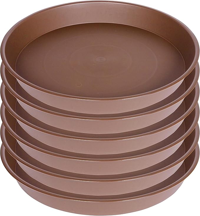 6 Pack of 10 inch Plant Saucer, Heavy Duty Plastic Plant Saucer 10 inch Round, Plant Tray for Pots, Flower Plant Saucers for Indoors, Plant Trays for Planter 8"/9"/10" (10", Chocolate)