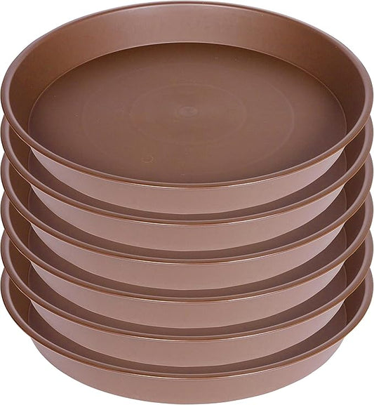 6 Pack of 12 inch Plant Saucer, Heavy Duty Plastic Plant Saucer 12 inch Round, Plant Tray for Pots, Flower Plant Saucers for Indoors, Plant Trays for Planter 10"/11"/12" (12", Chocolate)