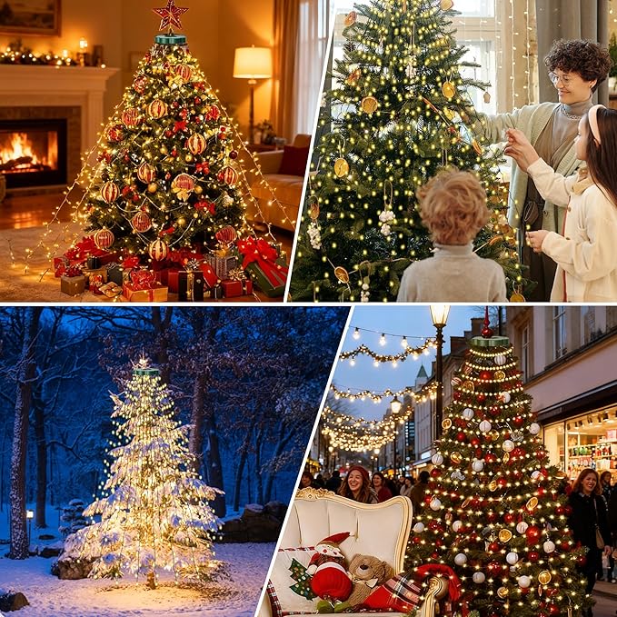 Christmas Tree Lights - 400 LEDs 6.6FT x 16 String Lights with Memory Function & 8 Modes, Fairy Lights with Remote Control & Timer for Christmas Tree Decorations - Warm White