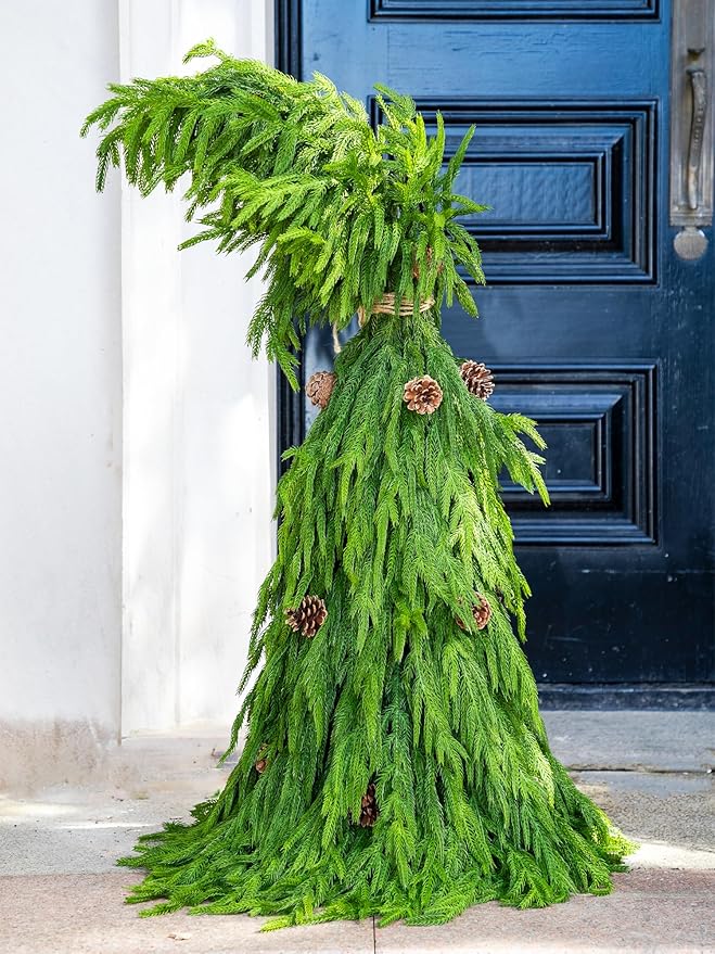 39” Crooked Top Christmas Tree with Pine Cones, Artificial Norfolk Pine Tree for Front Porch Stairs Indoor Outdoor Holiday Christmas Decor Xmas Decorations
