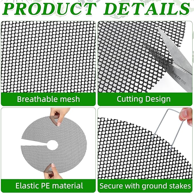 10 Pcs 11.8 Inch Plant Pot Cover Plant Pot Grid Plant Soil Covering for Indoor Plants Plant Protectors from Animals Cuttable Plant Soil Cover with 10 Metal Stakes