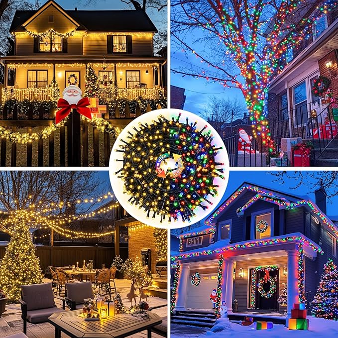 JMEXSUSS Color Changing Christmas Lights, 66ft 200 LED Warm White & Multicolor String Lights Outdoor Waterproof with Remote, Connectable Christmas Tree Lights Plug in for Indoor Xmas Decor