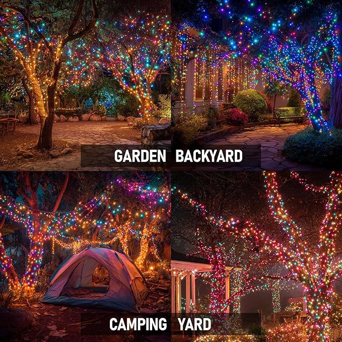 TW SHINE Christmas Lights, 600 LED 196FT Christmas String Lights Plug-in with 8 Modes Timer and Remote, Waterproof Outdoor Decorations for Bedroom Wedding Party Yard Tree Decor, Multi-Colored