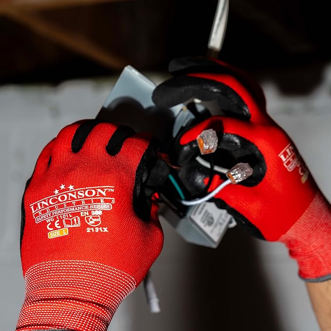 linconson 12 Pack Safety Performance Series Construction Mechanics Work Gloves