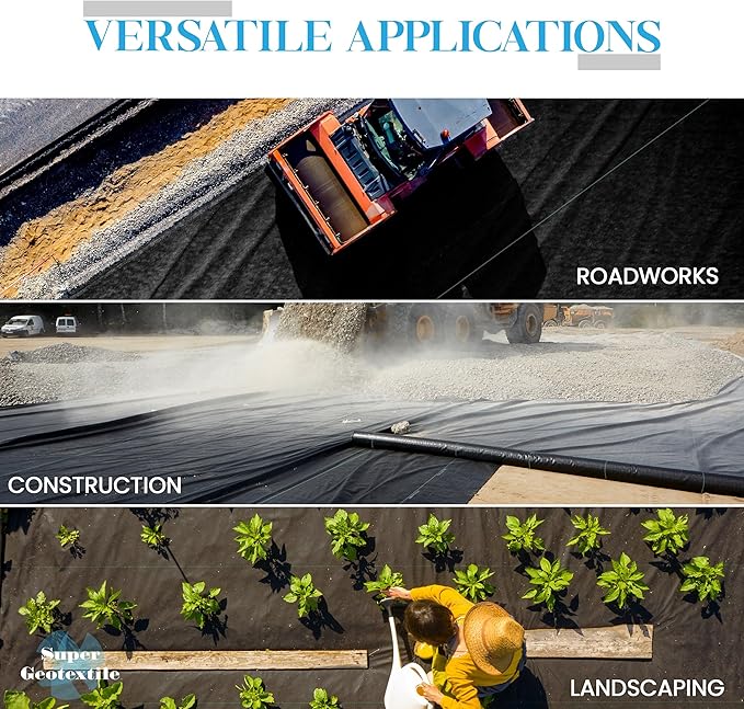 4, 6, 8 oz Non Woven Fabric for Landscaping, French Drains, Underlayment, Erosion Control, Construction Projects - 8 oz (3X250)