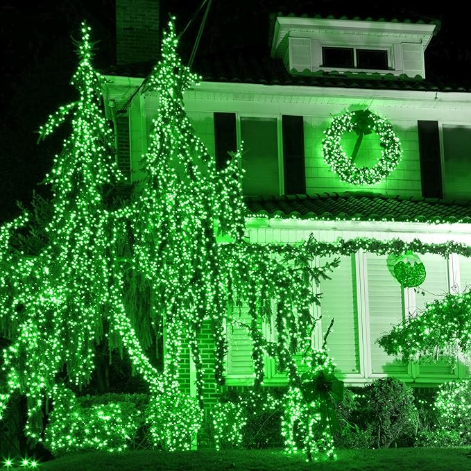 164Ft 500 LED Green Christmas Lights, Waterproof 8 Twinkle with Memory Functions Green String Lights for Indoor Outdoor Tree Garden Christmas Decoration