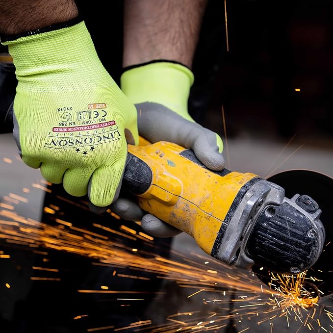 linconson 12 Pack Safety Performance Series Construction Mechanics Work Gloves