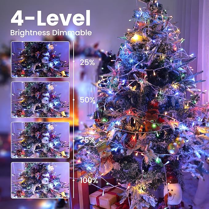 Color Changing Christmas Lights, 338ft 1000 LED White & Multicolor String Lights with Remote, 11 Modes Waterproof for Christmas Party, Garden, Xmas Tree Decorations