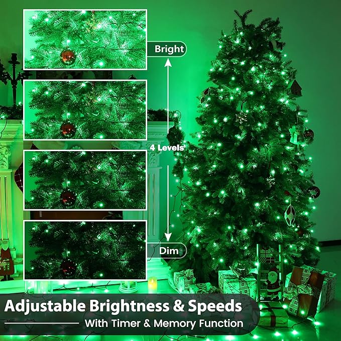Toodour Christmas Lights RGB String Lights, 33ft 100 LED Color Changing String Light with Remote & Timer, Waterproof Xmas Tree Light for Home Yard New Year Party Indoor Outdoor Christmas Decorations
