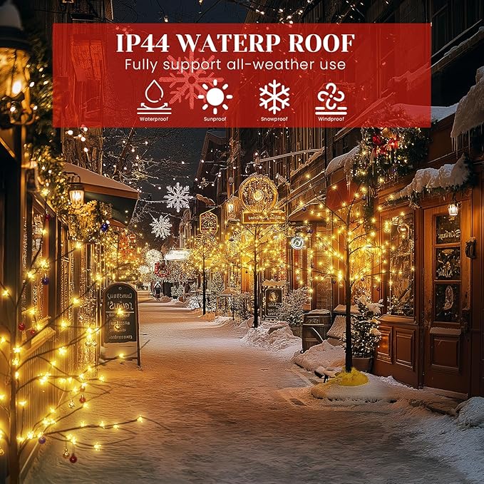 Lamerge Brown Lighted Birch Tree Set of 3, Christmas Decorations Birch Tree with Lights for Home Holiday Party, Indoor/Outdoor 4FT+5FT+6FT, Halloween Decorations