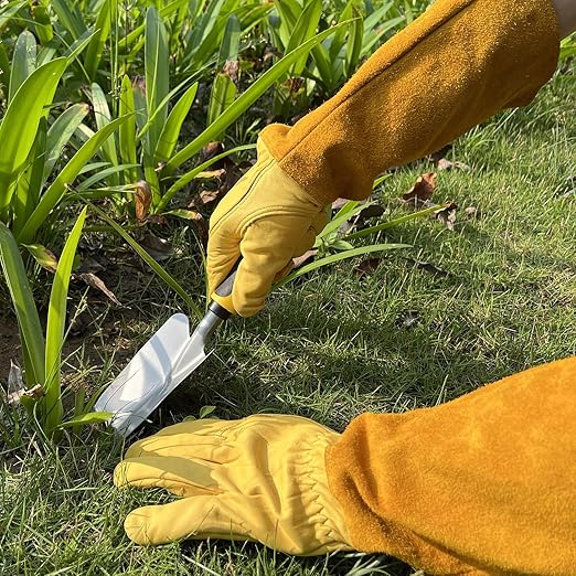 Thorn Proof Gardening Gloves, 100% Cowhide Comfortable Breathable for Rose Pruning, Cactus Handling and Gardening