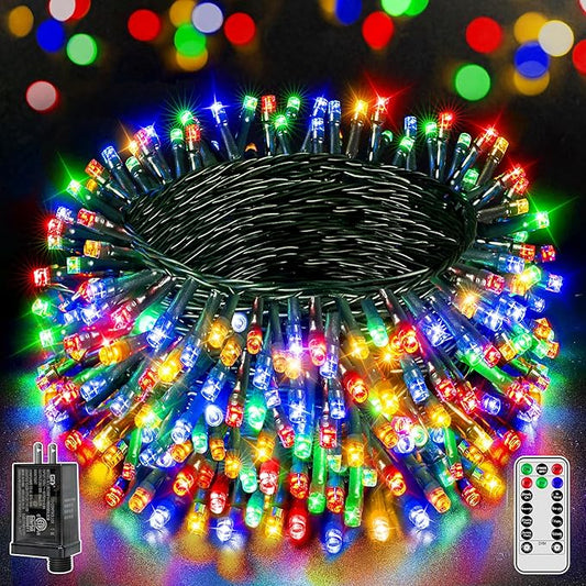 500 LED 164 FT Christmas Lights, Waterproof Outdoor String Lights with Remote and Timer, Christmas Tree Lights with 8 Modes Dimmable, Fairy Lights for Holiday Decor (Multicolor)
