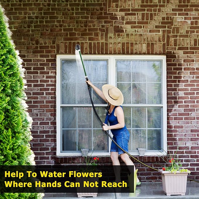 24 Inch Watering Wand With Rotating Head - Heavy Duty Ergonomic Sprayer With Trigger, Adjustable Spray Garden Hose Nozzles, Hanging Basket Wand With Flow Control, No Assembly Required