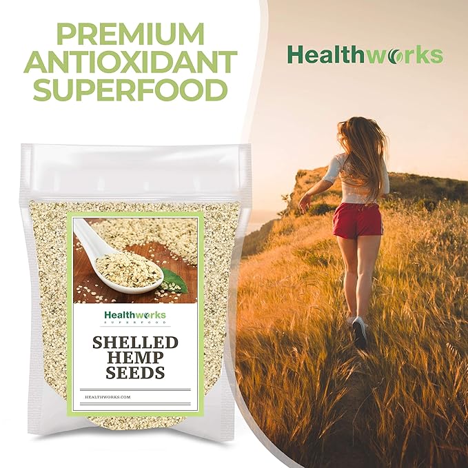 Healthworks Superfood Shelled/Hulled Hemp Seeds Canadian - 32 Oz / 2 Lbs - Premium & All-Natural - Contains Omega 3 & 6, Fiber and Protein - Packaging May Vary
