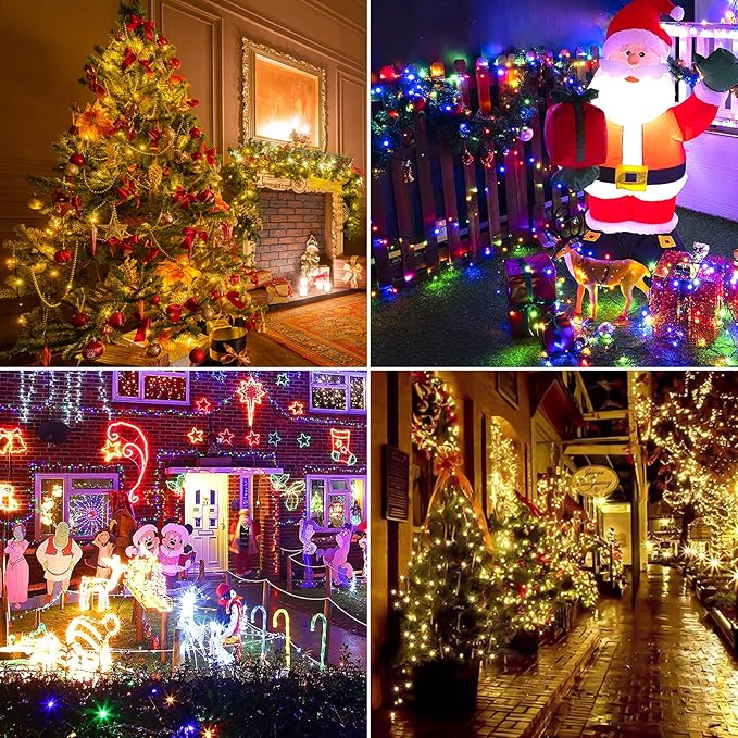 170FT 500 LED Christmas Lights Outdoor Indoor, Waterproof Color Changing Christmas Tree Lights with Timer, Memory (Warm White+Mulitcolor)