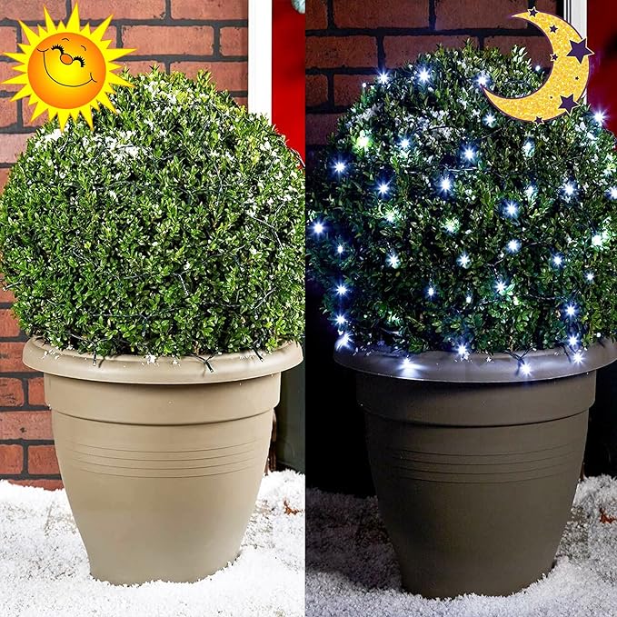 kemooie 300 LED Outdoor Christmas Lights, 99FT 8 Lighting Modes Plug in Green Wire Fairy Lights for Indoor Outdoor Christmas Tree Lights Wedding Party Decoration (White)