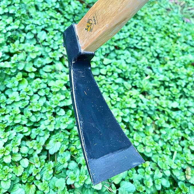 14 Inch Heavy Duty Wide Hoe, Japanese Carbon Steel with Oak Wooden Handle, Without Welding, Garden Tool for Digging, Weeding, and Planting