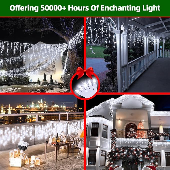 1620 LED Christmas Lights with 360 Drops,164ft 8 Modes Fairy Hanging String Lights with Timer Waterproof, Plug-in Hanging String Lights for Outdoor Holiday Wedding Party Christmas Decor (Cool White)