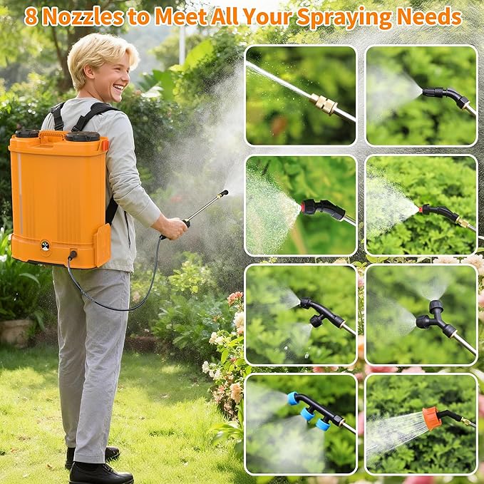 Battery Powered Backpack Sprayer 5 Gallon,90 PSI Electric Garden Sprayer with 8 Nozzles & Telescoping Wand,Weed Yard Sprayer Compatible with Dewalt 21V 2.6Ah Battery (Battery not Included)