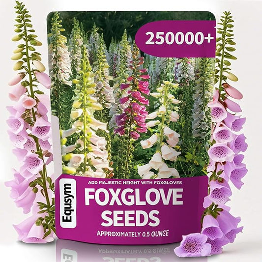 Foxglove Seeds 250,000+ Bulk Pack - Tall Spire Blooms, Mixed Colors for Garden Borders, Easy Planting for Home Gardening - Ideal for Backyard Flower Beds, Landscaping, and Pollinator-Friendly Gardens