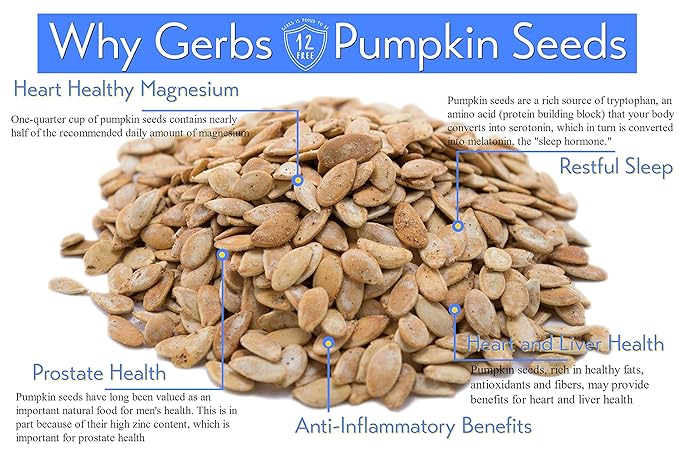 Gerbs Toasted Onion & Garlic Whole Pumpkin Seeds 4 lbs. | Small Batch Roasted, In-Shell, 10.5 mm Size, Resealable Bag | Bold & Savory Crunch | Top 14 Allergen-Free