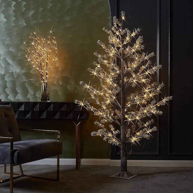 LITBLOOM Pre lit Faux Noway Christmas Pine Tree Lights 6FT 126 Warm White LED for Indoor Outdoor Home Decoration