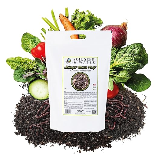 Soil Seed & Water Mikey’s Worm Poop – Organic Dairy Vermicompost Fertilizer Worm Castings for Gardens, Potted Plants & Soil Health - Superior to Standard Compost - OMRI Listed Organic Fertilizer