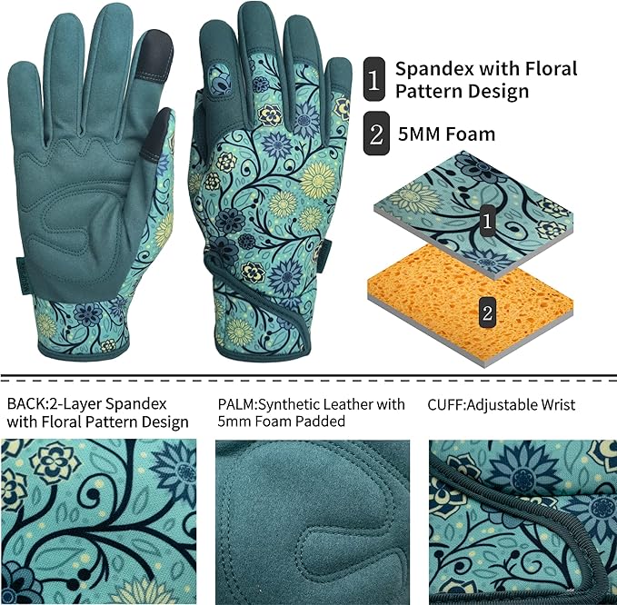 Thorn Proof&Puncture Resistant Gardening Gloves with Grip,Garden Glove for Women, Leather Yard Work Gifts
