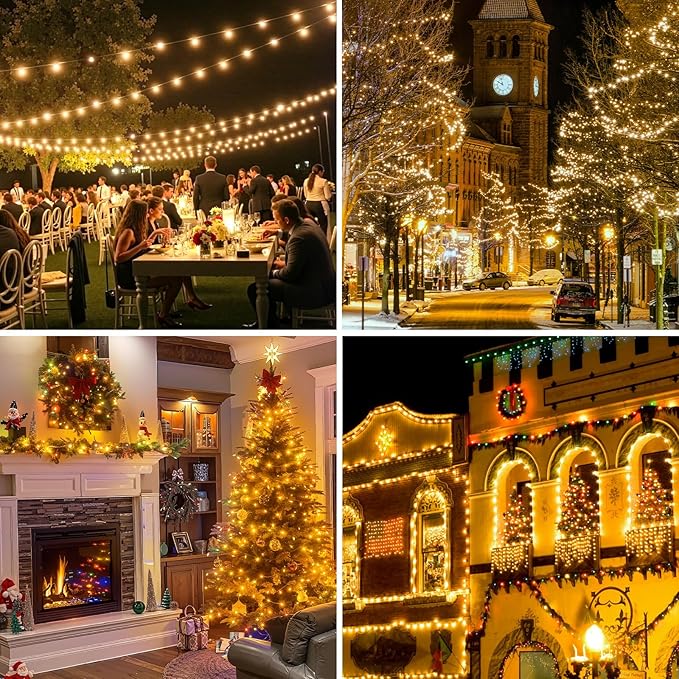 Mlambert 1500 LED Christmas Lights 492FT, Outdoor Waterproof Dimmable Fairy Lights with Remote, 8 Modes Indoor Lighting for Holiday Décor, Warm White