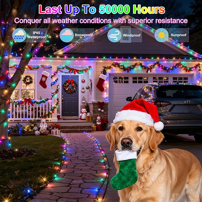 1500LED Christmas Lights Outdoor Use, 470ft 12 Modes Multicolor LED String Lights with Timer Dimmable, Waterproof Christmas Tree Lights for Halloween Xmas Patio Balcony Garden Decor Multicolor