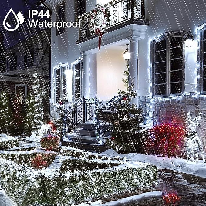 164Ft 500 LED White Christmas Lights, Waterproof 8 Twinkle with Memory Functions Christmas Tree Lights for Indoor Outdoor Christmas Tree Garden Decoration (164FT, White)