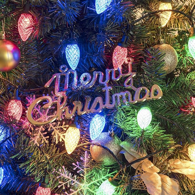 AWQ 50LED 49 FT C9 Christmas String Lights Plug in Fairy Twinkle String Lights 8 Modes Timer Function Waterproof Extendable for Indoor Outdoor Wedding Party Christmas Decoration (50, Multicolor)